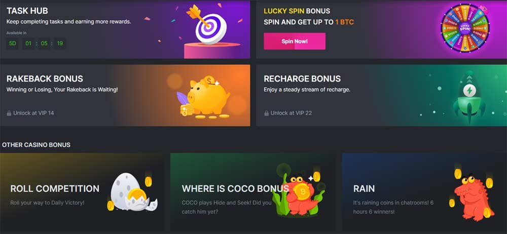 More bonuses : Lucky Spin Bonus, Rakeback Bonus, Recharge Bonus