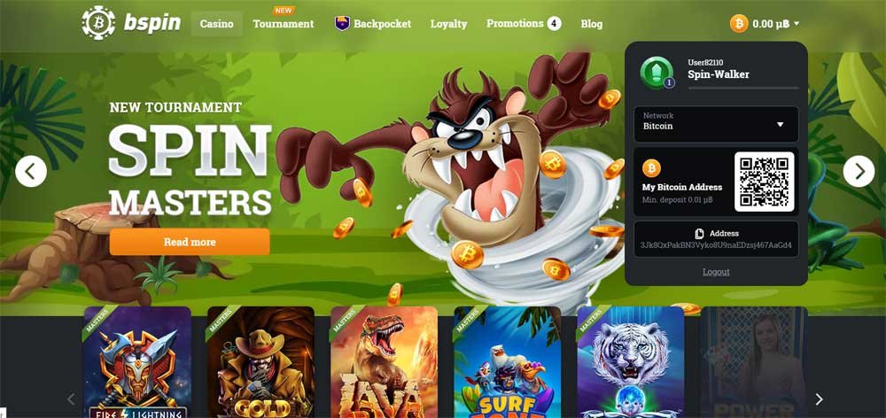 BSpin Casino Homepage