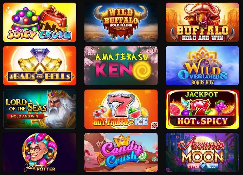 Slots, Juicy Crush, Lord of the seas, Buffalo, Wild Overlords, Wild Buffalo