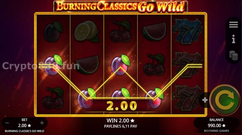 Burning Classics Go Wild Slot Win 2.00