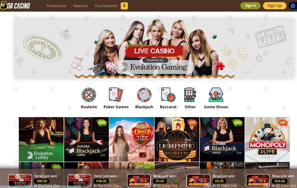 Bob Casino Homepage