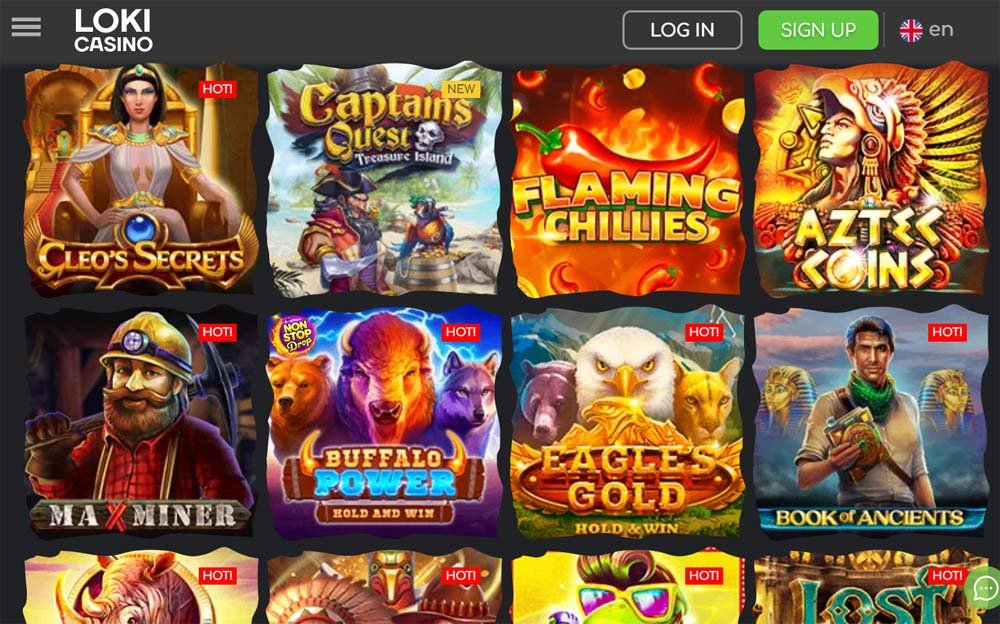 Loki Casino Slots Flaming Chillies, Aztec Coins, Maxminer, Eagle's Gold,