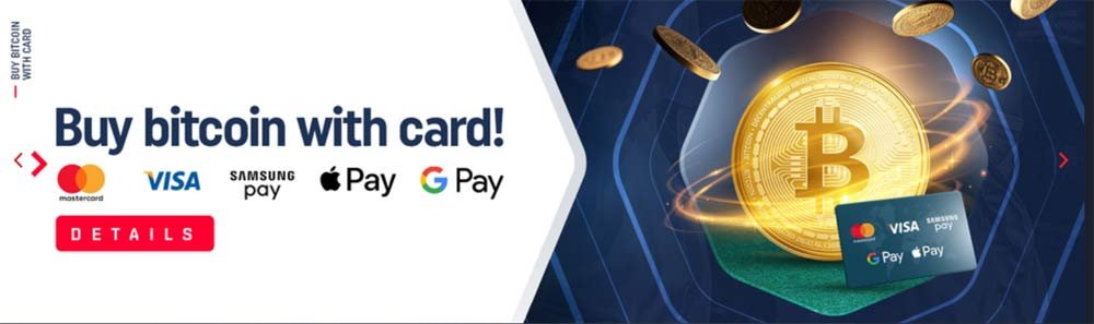 Buy bitcoin with card : Visa, Mastercard, Samsungpay, ApplePay, GooglePay