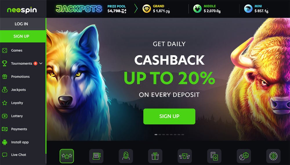 Neospin Casino Homepage