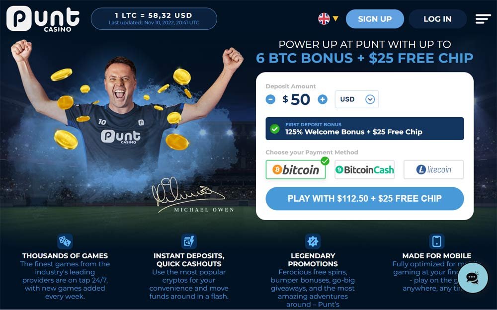 Punt Casino Homepage