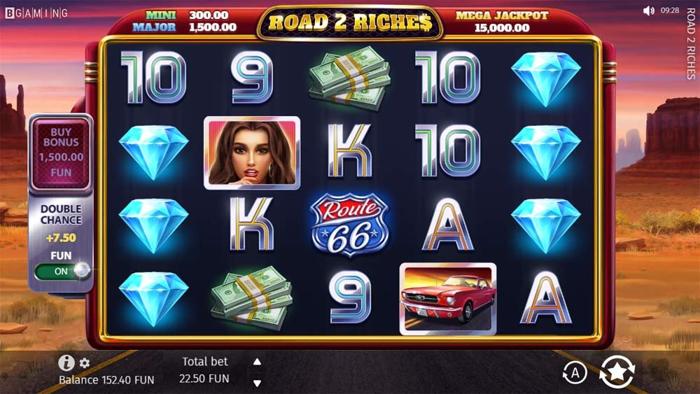Road 2 Riches Slot, Ford Mustang, route 66