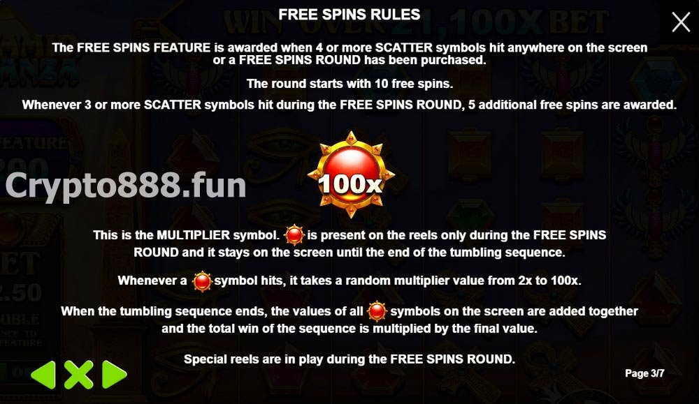 Free Spins Rules, 100x