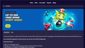 500 FREE SPINS EVERY WEEK